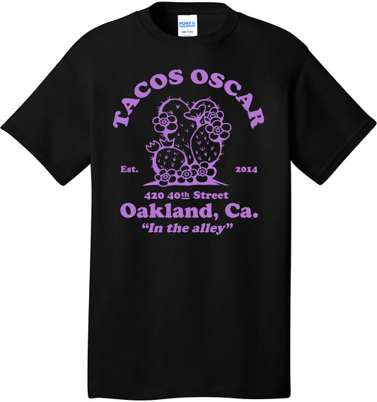 Tacos Oscar Cactus Black and Purple Tee