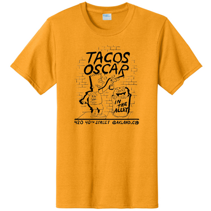 Tacos Oscar Bart Tee black ink on gold pc61 t-shirt